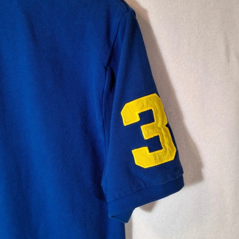 Polo Ralph Lauren Mens Big Pony Polo Shirt Blue Yellow XL 18-20 Short Sleeve - Picture 5 of 6